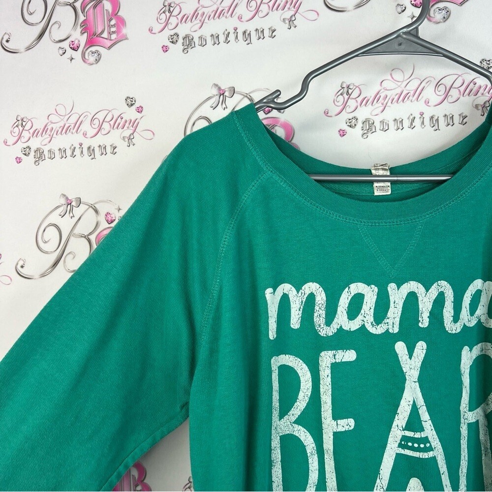Live & tell sweater Mama Bear tipi graphic pull over green blue Teal Sweatshirt - Picture 7 of 12